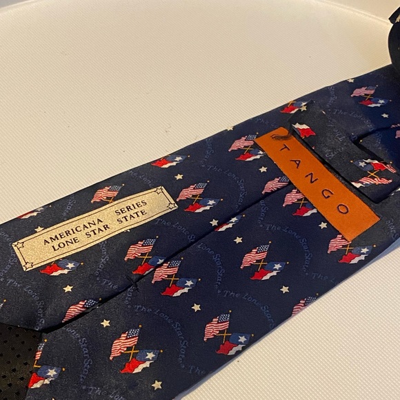 Texas and American Flags Tie Necktie - 100% silk - Picture 4 of 5